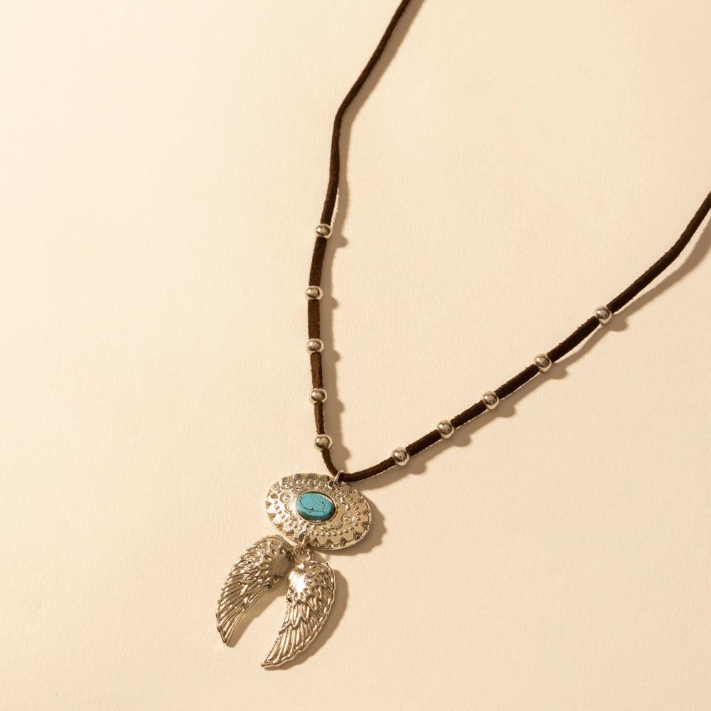 Myra Windspur Feather Necklace in Desert Turquoise