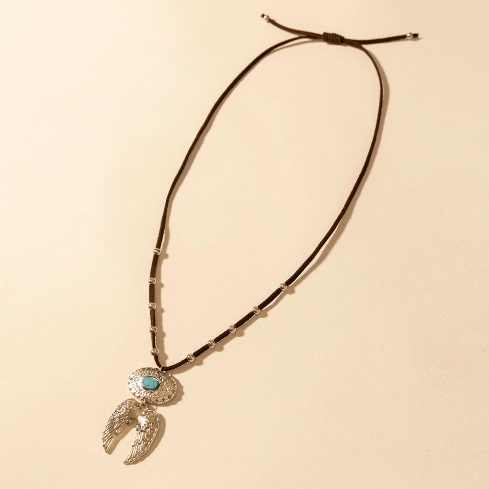 Myra Windspur Feather Necklace in Desert Turquoise