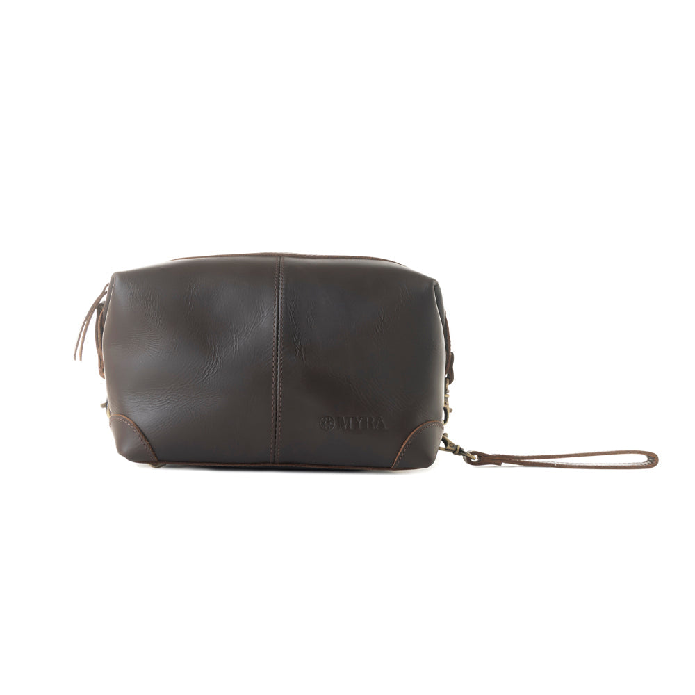 Myra Drifter Leather Shaving Kit for Men in dark brown