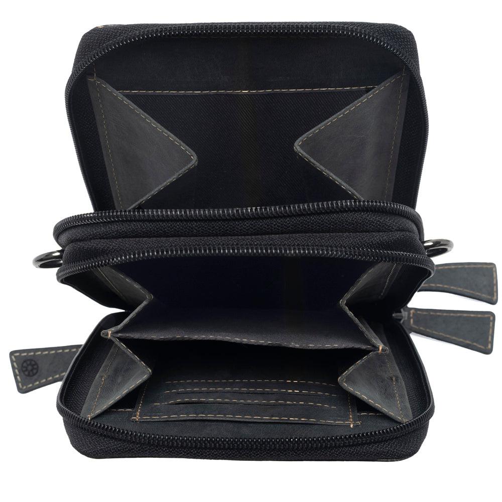 Myra Rustler Ridge Embossed Leather Hairon Sling Bag in Slate Smoke