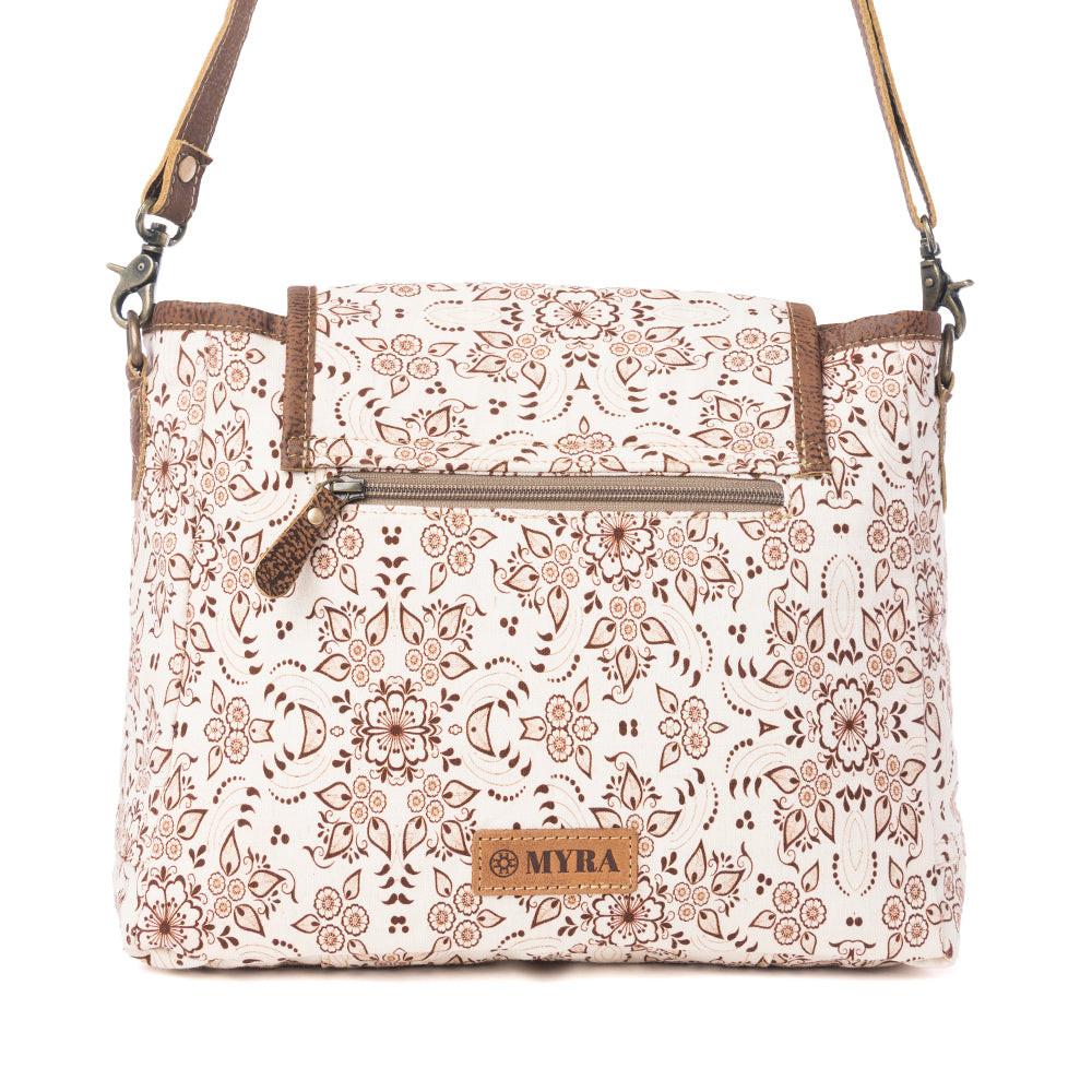 Myra Oakline Cotton & Leather Shoulder Bag in Mocha Beige