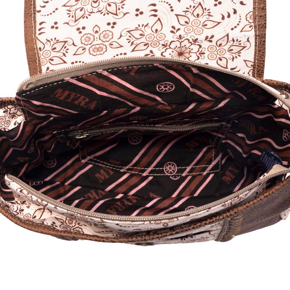Myra Oakline Cotton & Leather Shoulder Bag in Mocha Beige