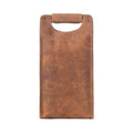 Myra Cypress Field Hairon Leather Wine Bottle Holder in Shadow Cream Chestnut Brown
