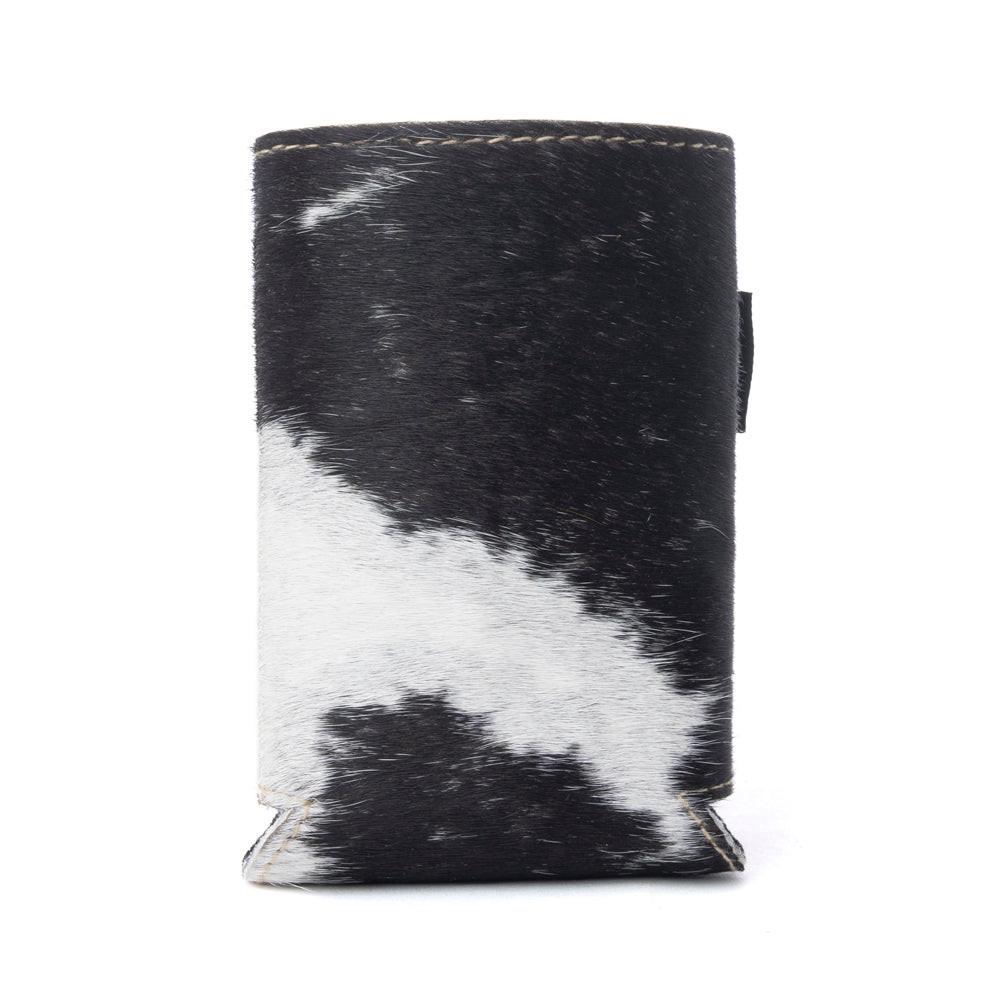 Myra Birch Valley Hairon Leather Beer Can Holder in Ivory Slate