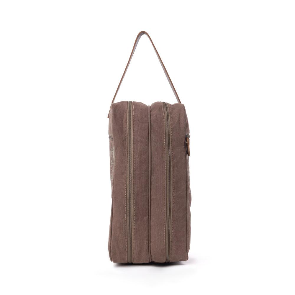 Myra Sunstone Cotton & Leather Boot Bag in Sandy Taupe