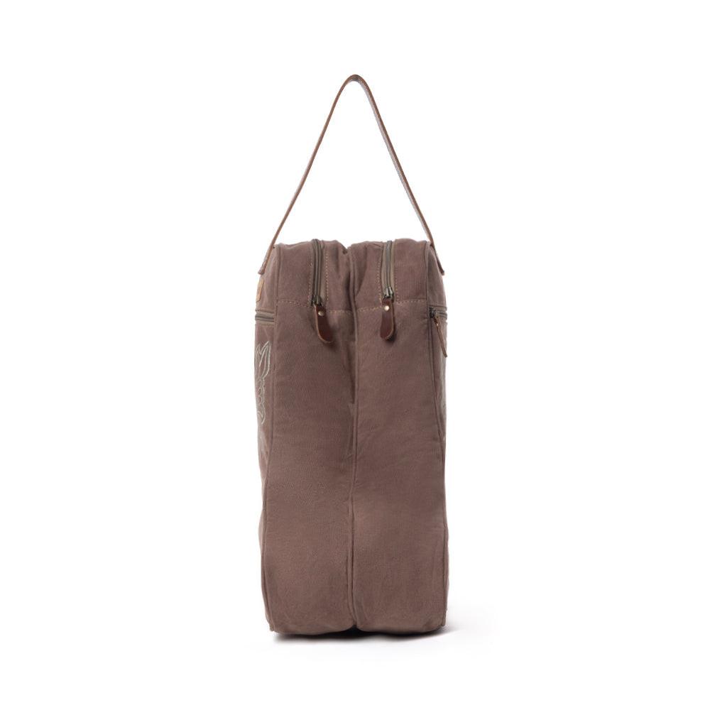 Myra Sunstone Cotton & Leather Boot Bag in Sandy Taupe