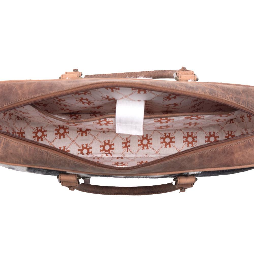 Myra Ironpeak Hairon Leather Laptop Bag in Coal Snow
