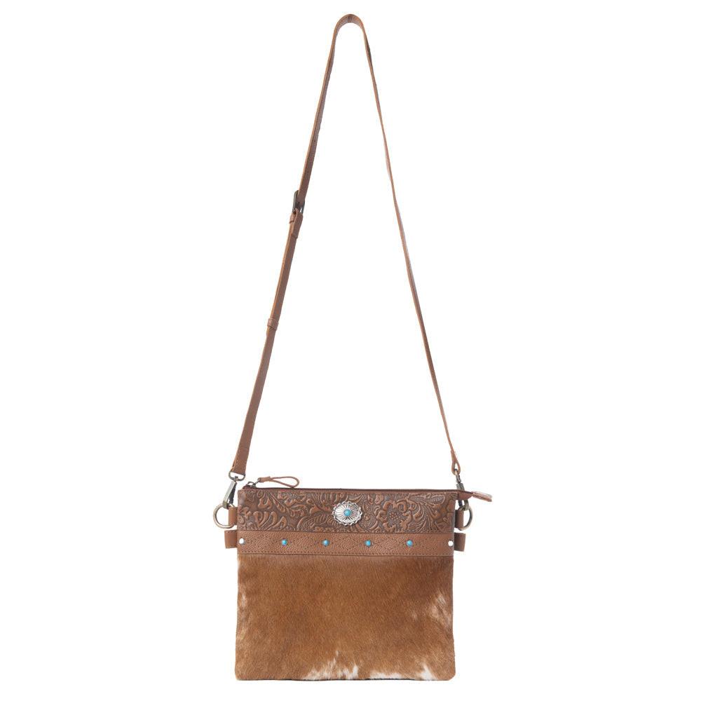 Myra Thunderpeak Concho Hairon Leather Bag in Fawn Sand