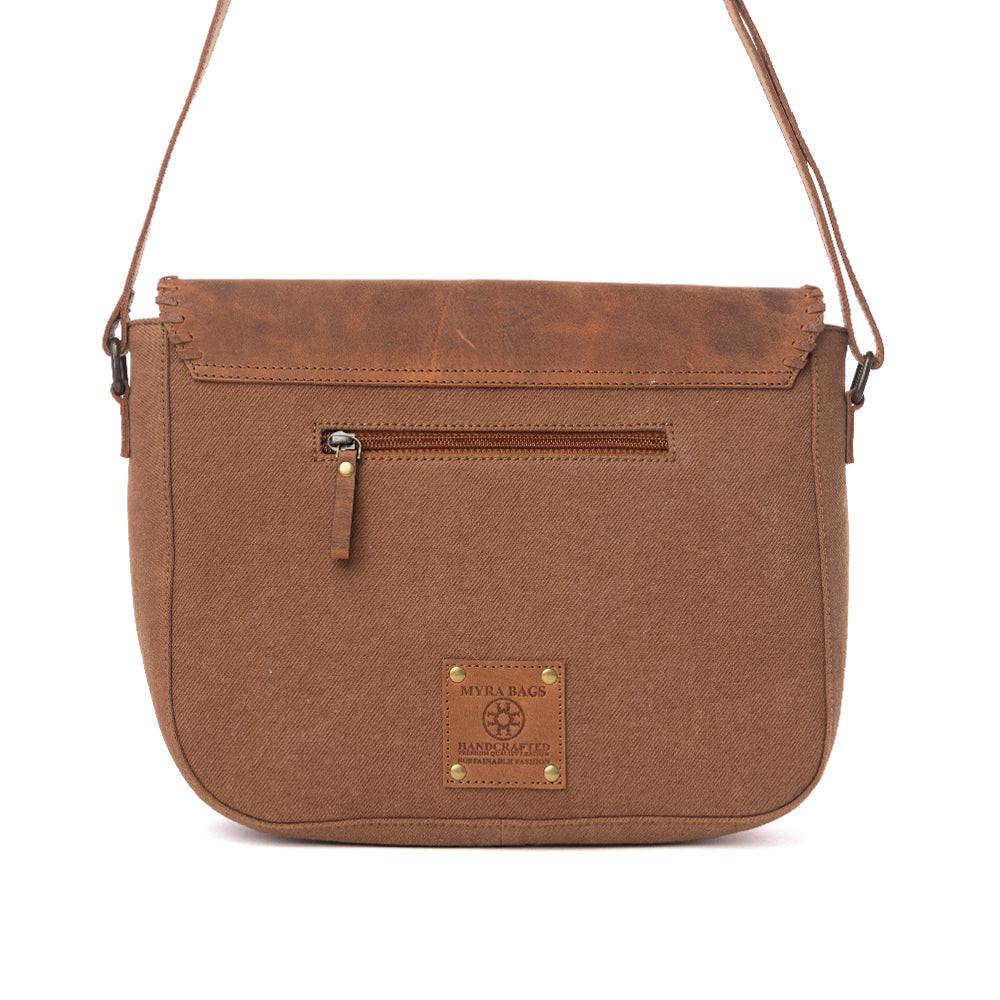 Myra Honey Field Hairon Leather Messenger Bag in Sable Mist