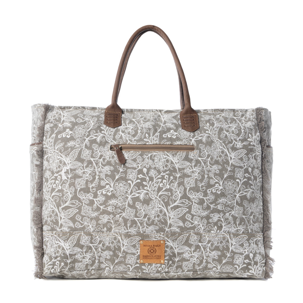 Myra Wildstar Pony Western Weekender Bag for Women in white with hairon detail