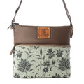 Myra Wildprint Trail upcycled canvas crossbody Bag for Women in sage with floral detail