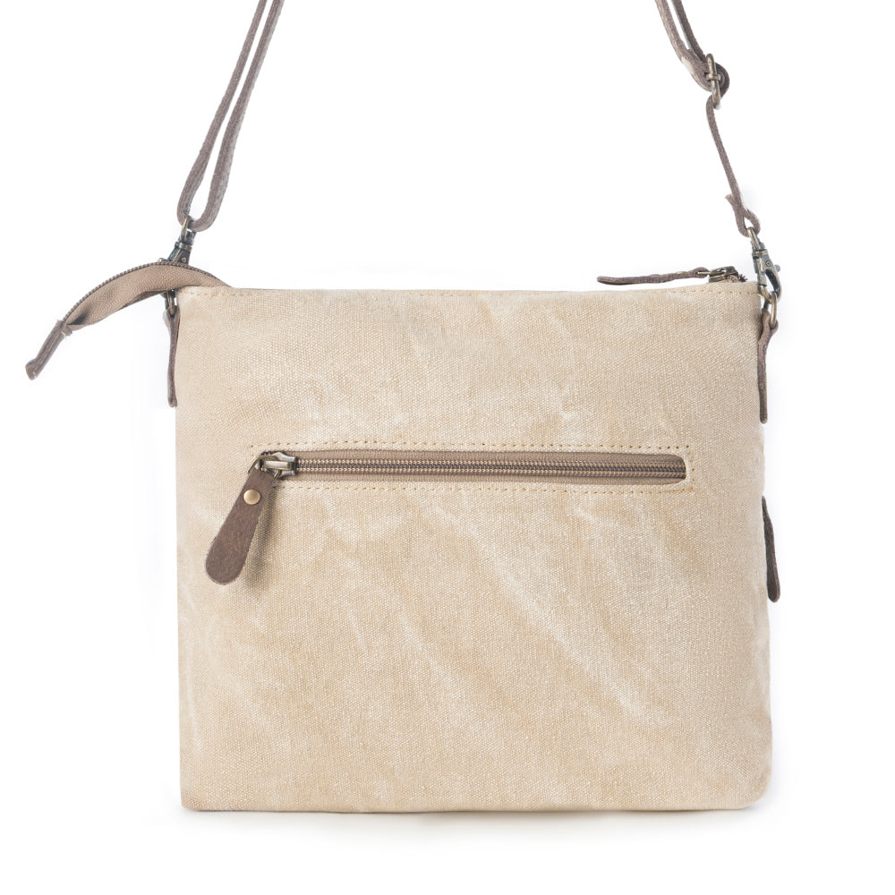 Myra Wildprint Trail upcycled canvas crossbody Bag for Women in ivory with vintage print