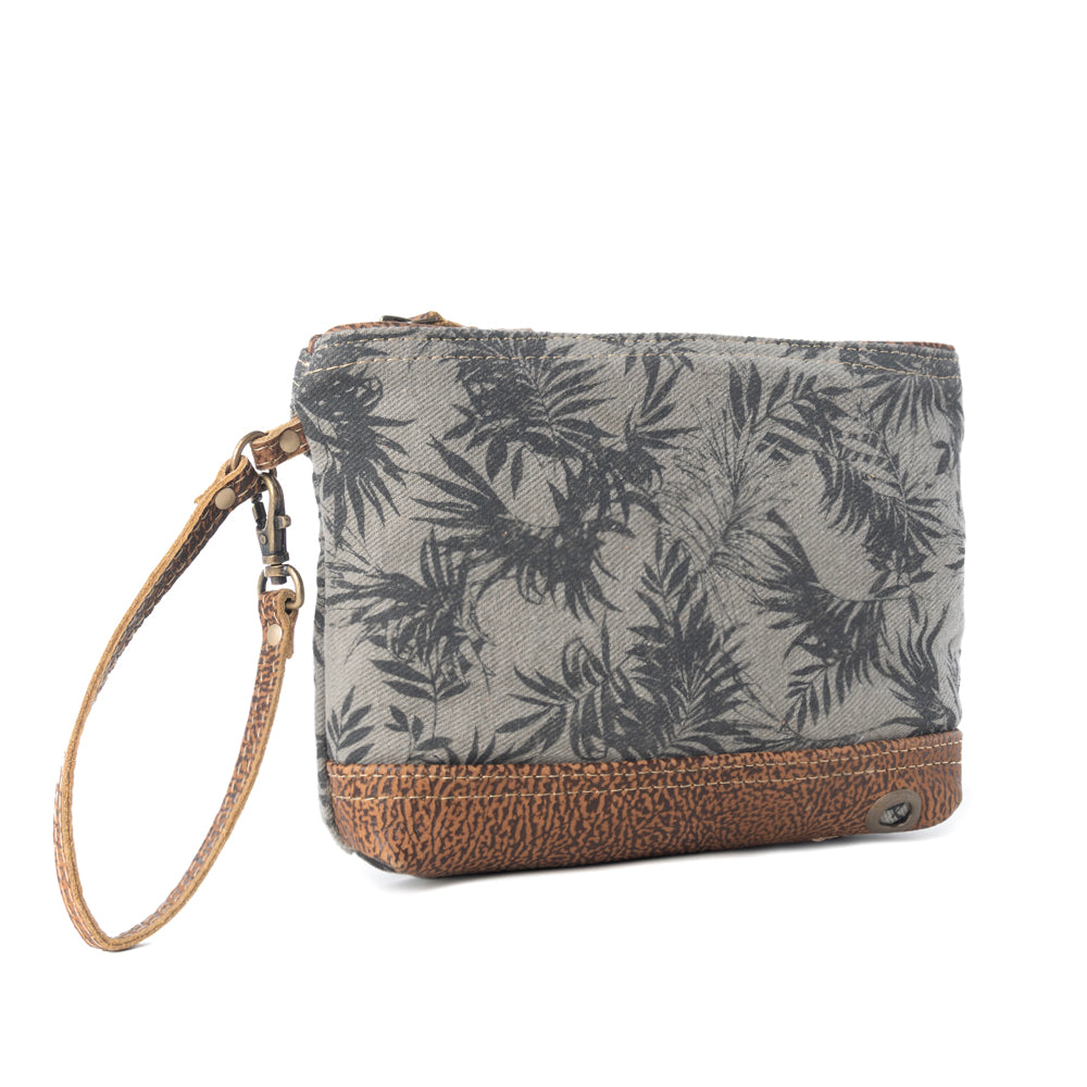Myra Fernfield Vintage Wristlet for Women in olive with leather detail