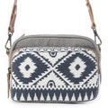 Myra Temptation Tribal Pattern Small Crossbody Bag for Women â€“ Geometric Canvas Front, Adjustable Leather Strap for Everyday Western Style