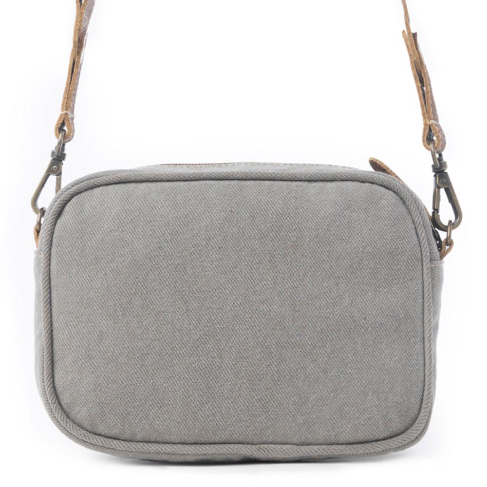 Myra Temptation Tribal Pattern Small Crossbody Bag for Women â€“ Geometric Canvas Front, Adjustable Leather Strap for Everyday Western Style