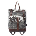 Myra Vibe with Me Hairon Canvas Backpack for Women Mandala Print, Leather Straps for Boho Travel & Western Day Trips