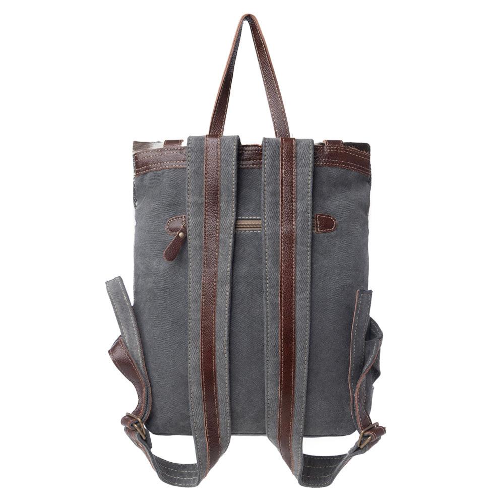 Myra Vibe with Me Hairon Canvas Backpack for Women Mandala Print, Leather Straps for Boho Travel & Western Day Trips