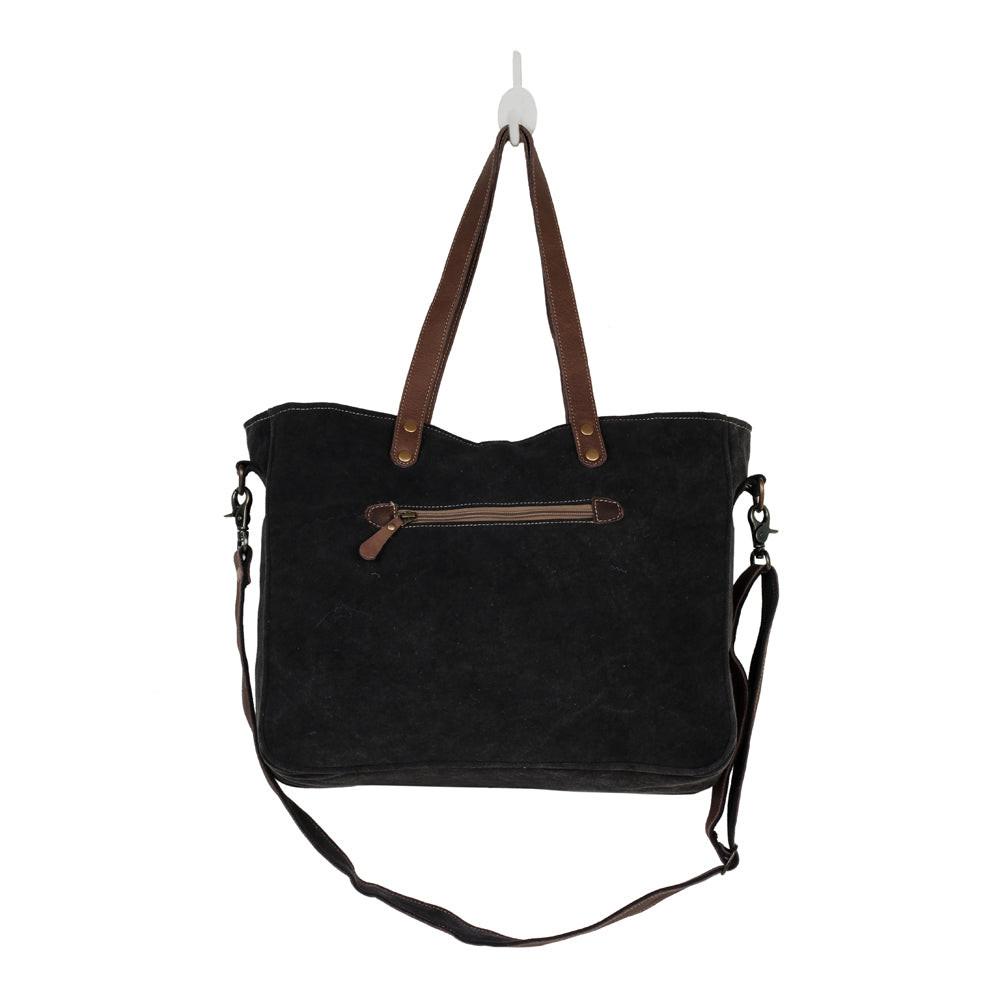 Myra Mystique Canvas Leather Messenger Bag - Dual Strap Floral Satchel with Vintage Print and Adjustable Crossbody Design