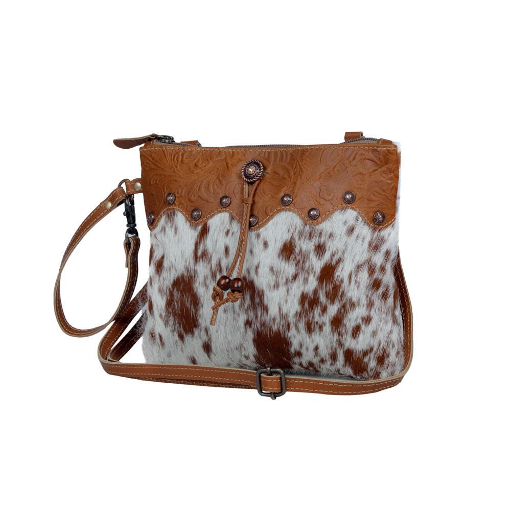 Ornate Brown Leather & Hairon Bag
