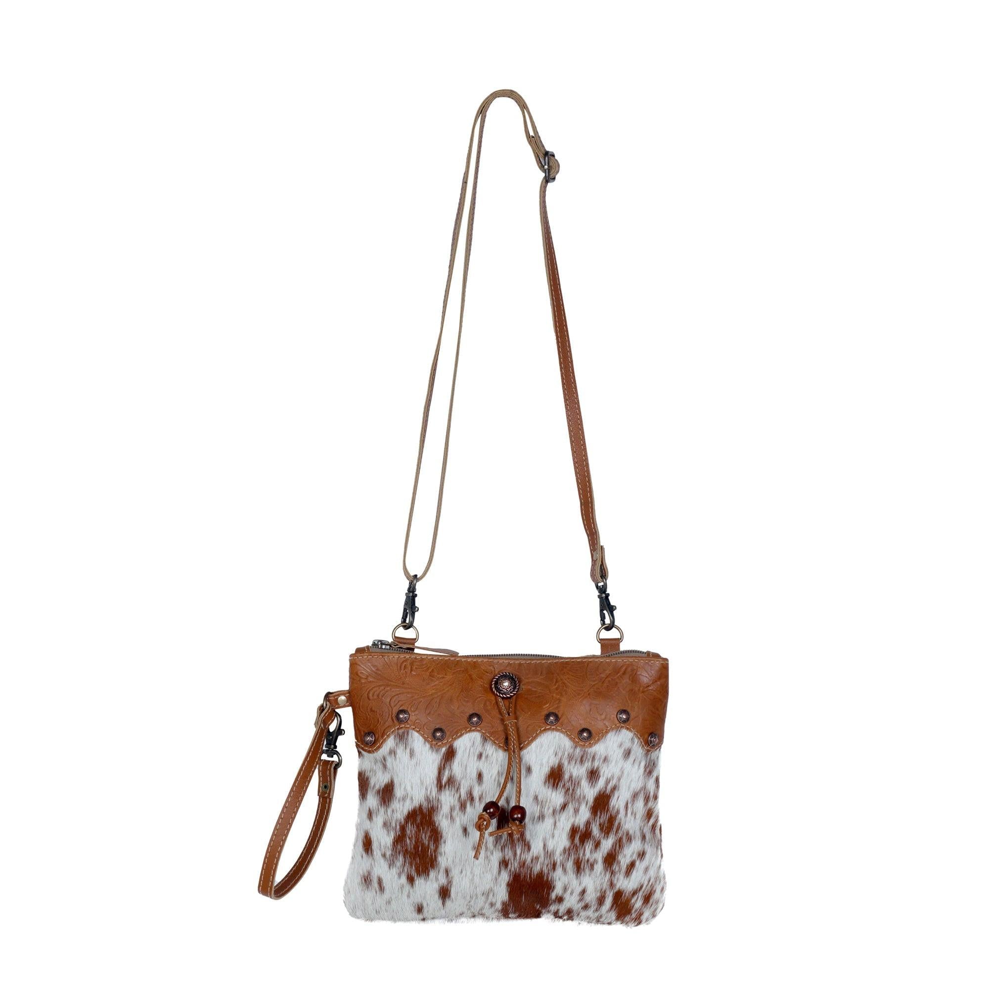 Ornate Brown Leather & Hairon Bag