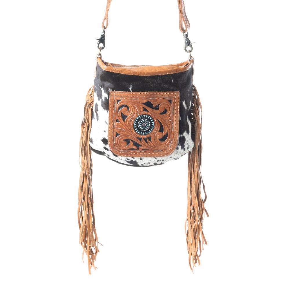Brown Quilt   Hand-Tooled Bag