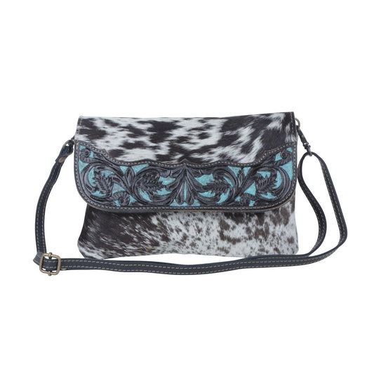 Blauer Halbmond handgearbeitete Tasche