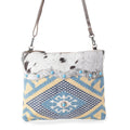 Myra Tufts Pattern Woven Hairon Crossbody â€“ Tribal Geometric Print with Leather Strap and Studded Accents