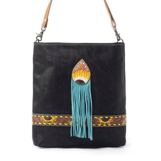 Blaue Kerze handgestickte Tasche