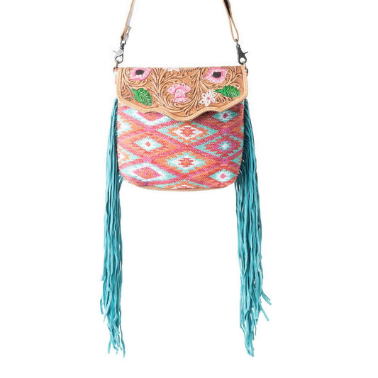 Florale, handgeprägte Tasche in Pink