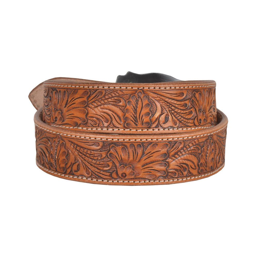 Brisk Leaves Hand-Tooled Leather Women's Belt