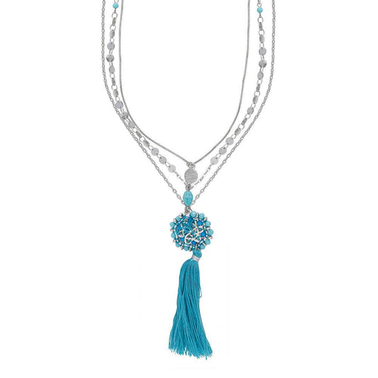 Halskette mit blauer Quaste
