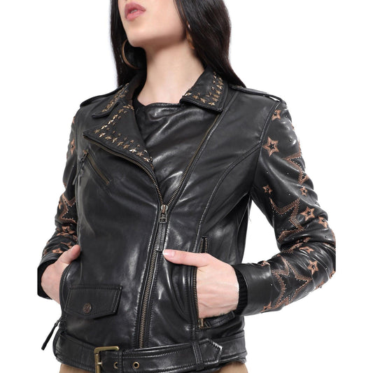 Braune Star-Lederjacke