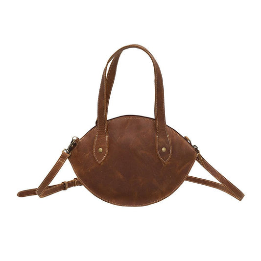 Braune Leder- und Haar-auf-Tasche