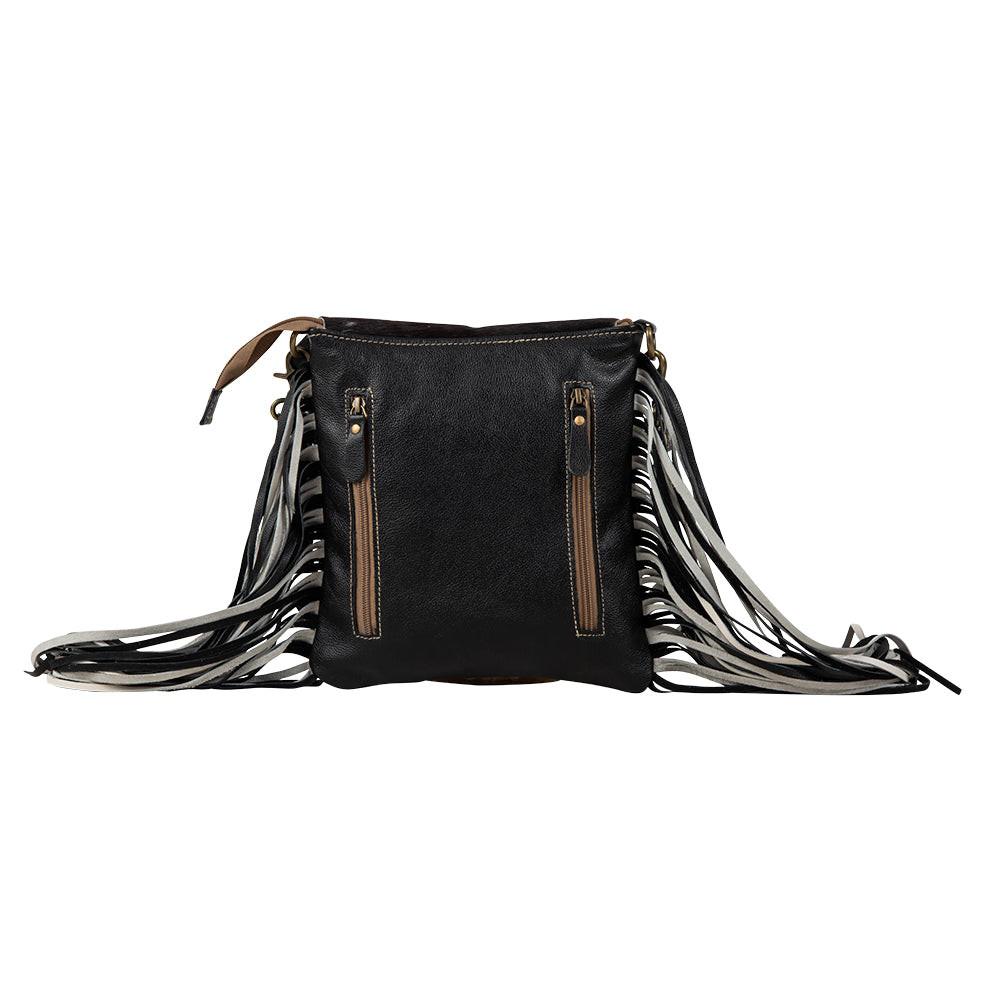 Myra Corral Tempo Leather Concealed Carry Sling  - Fringed Hairon Crossbody Bag with Adjustable Strap for Rugged Touch