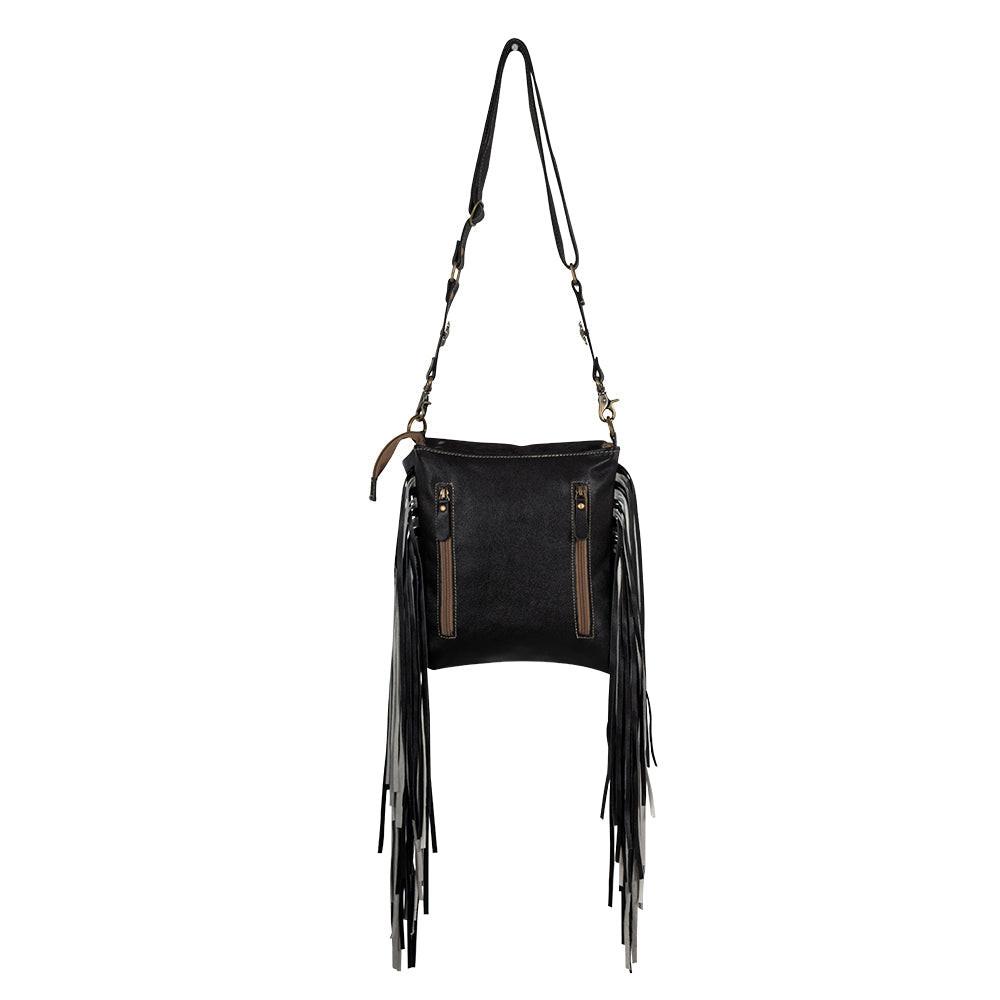 Myra Corral Tempo Leather Concealed Carry Sling  - Fringed Hairon Crossbody Bag with Adjustable Strap for Rugged Touch