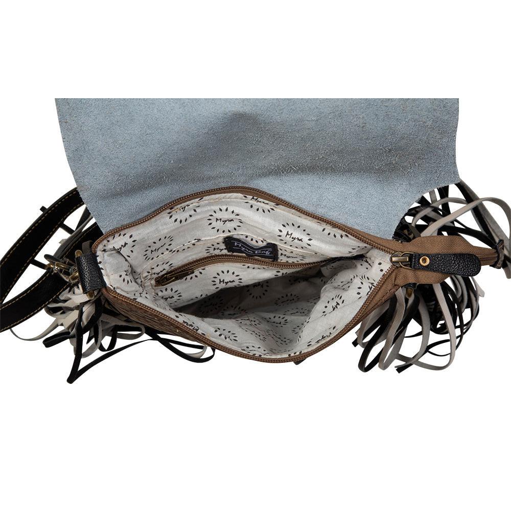 Myra Corral Tempo Leather Concealed Carry Sling  - Fringed Hairon Crossbody Bag with Adjustable Strap for Rugged Touch