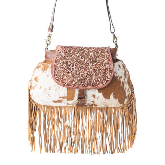 Klassische Handtasche im Country-Stil mit Fransen und Punzierung