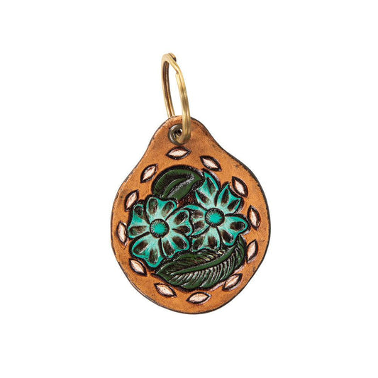Belle Blooms Hand-Tooled Key Fob