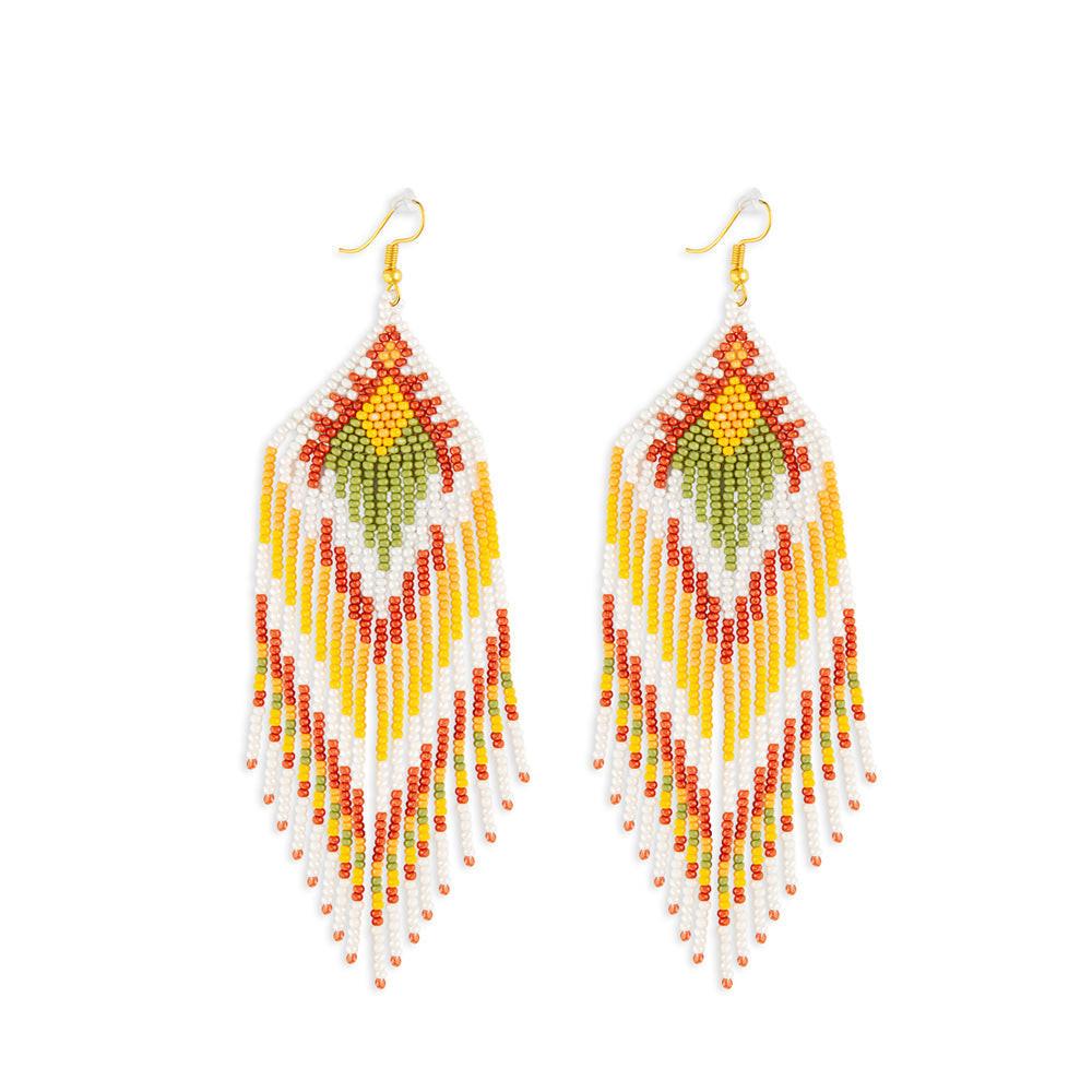 Rain Dance Beaded Earrings In Corn Yellow