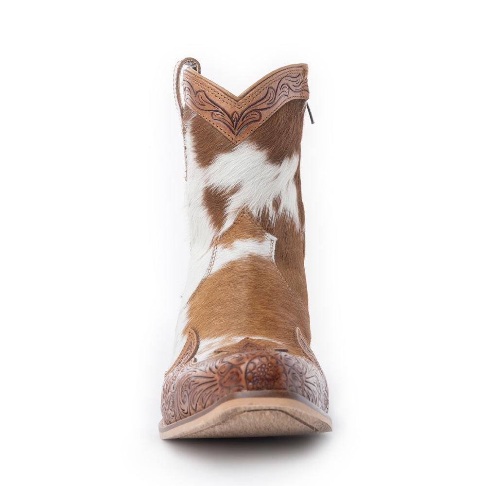 Georgia Trail Hair-on Hide & Hand-tooled Leather Boots