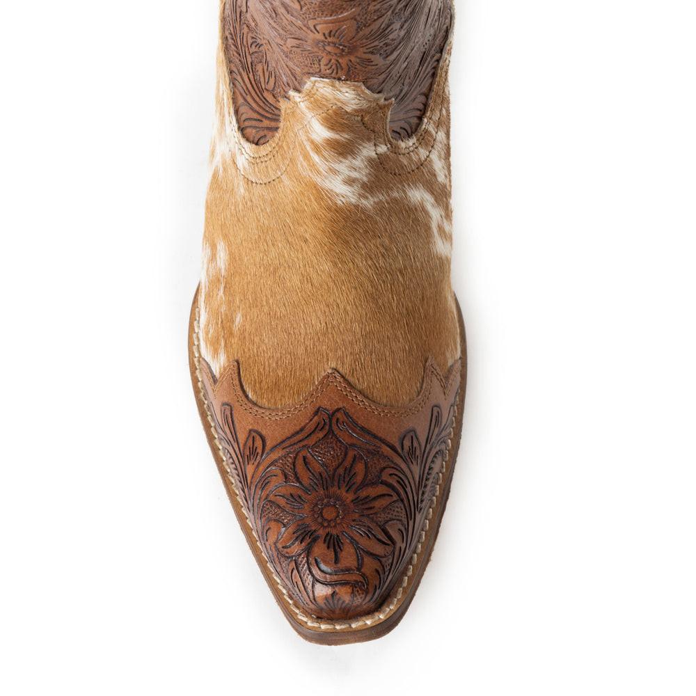 Myra Kelsey Anne Handtooled Leather Cowgirl Boots for Women – Hairon Finish, Pointed Toe, Rodeo Ready