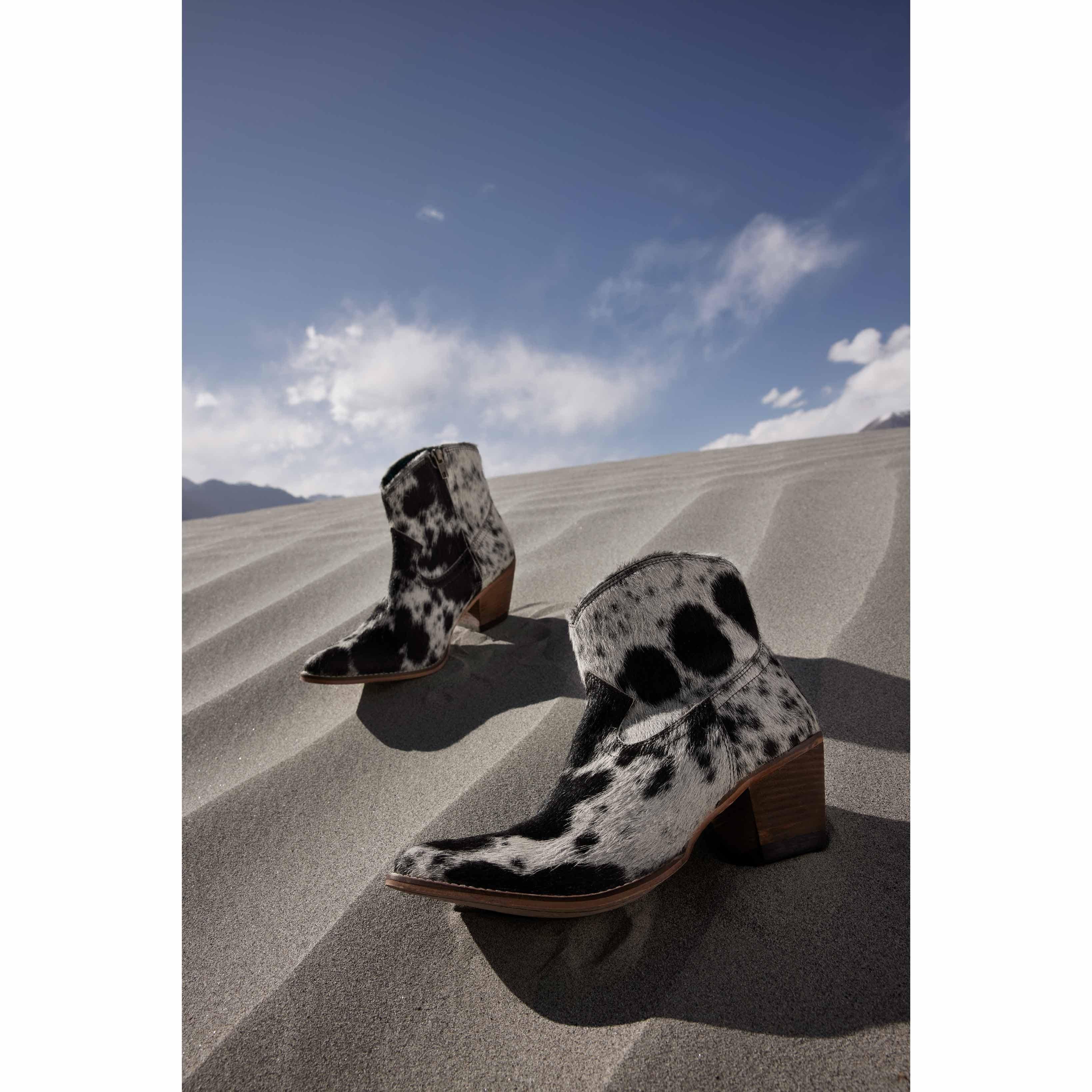 Myra Virginia Trail Hairon Leather Cowgirl Boots for Women â€“ Pointed Toe, Low Block Heel, Ranch-Inspired Ankle Fit
