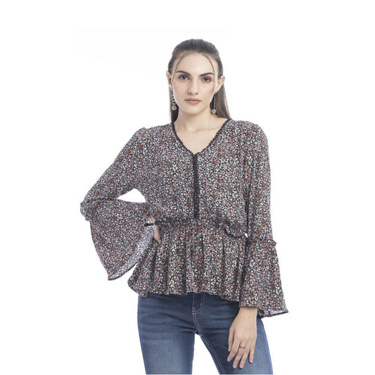 Dolly V-Ausschnitt Blusentop mit Blumenmuster