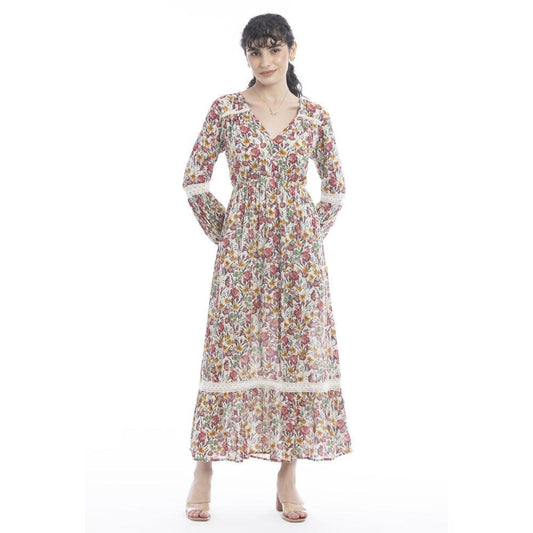 Ember Blumenmuster Spitzenakzent-Kleid
