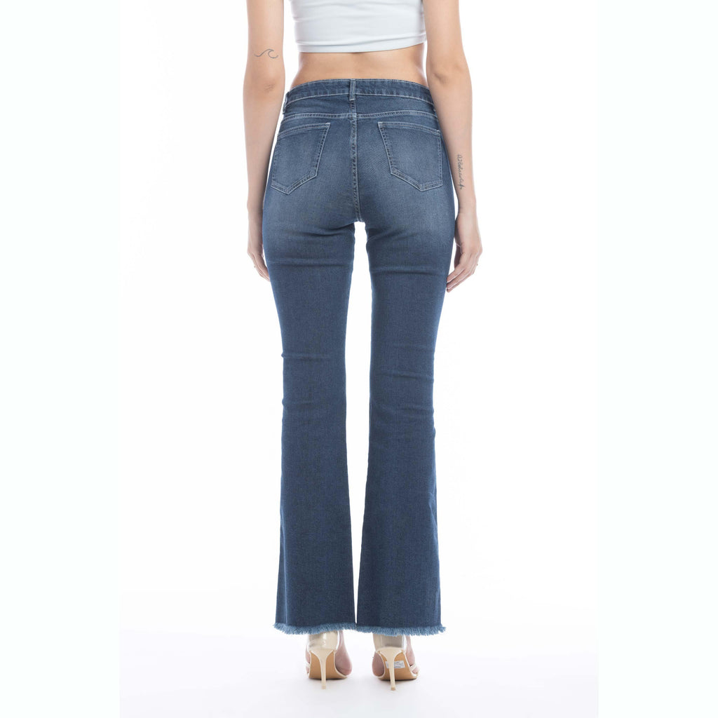Micah Distressed Frayed Hem Flared Jeans