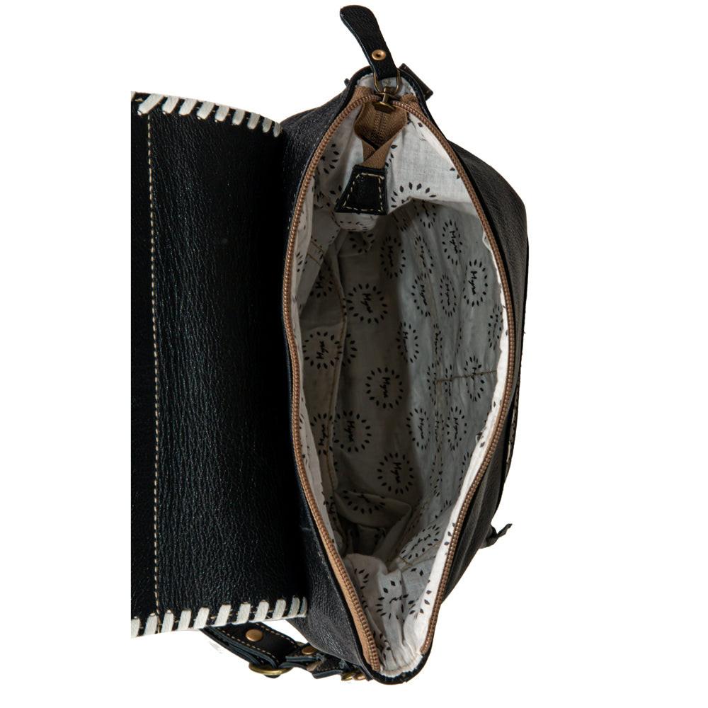 Myra Spirit of the Herd Hairon Leather Bag for Women Western Cowhide Purse with Intricate Tooling