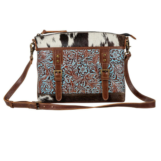 Clara Mae Handgefertigte Akzent-Canvas-Tasche aus Haarleather