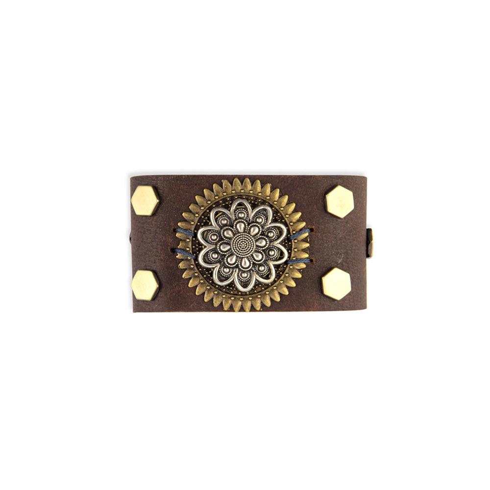 Eagle’s Cry Leather & Medallion Cuff Bracelet