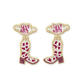 Letâ€™s Go Girls Beaded Boot Earrings