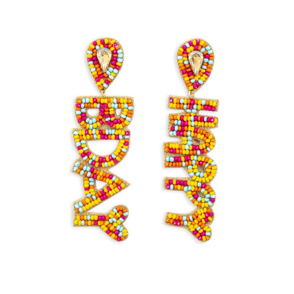 Happy Bday Beaded Earrings
